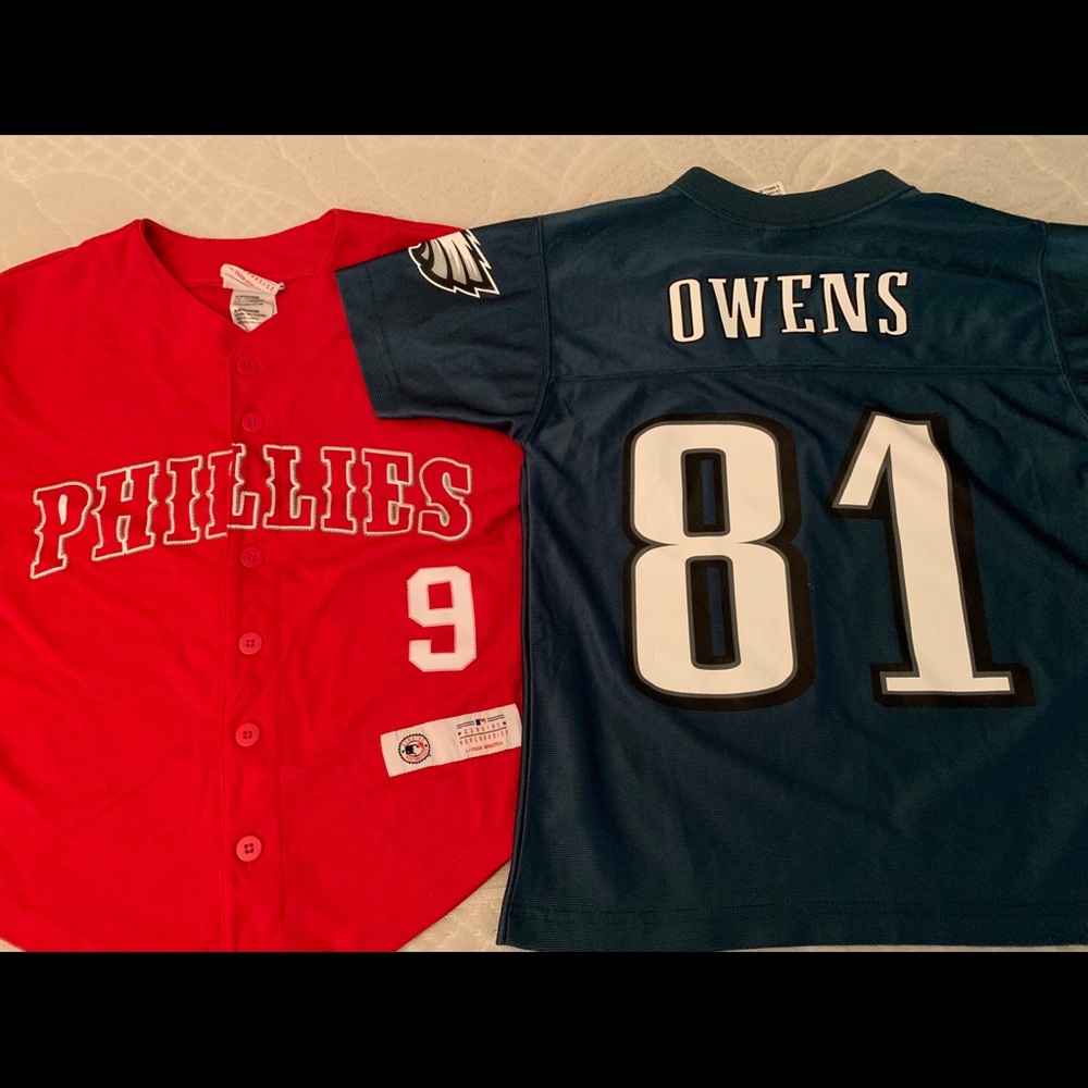 Boys Phillies & Eagles Jerseys Brown & Owens NWOT